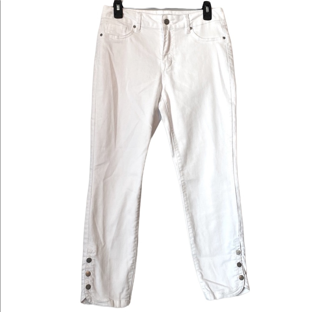 d. jeans White Jeans with Snaps Detail